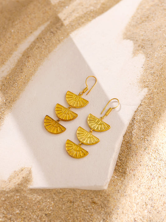 Celestial Sunburst Gold Earrings